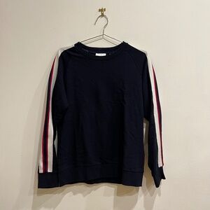 Sandro Paris Navy Crewneck with Racing Stripes